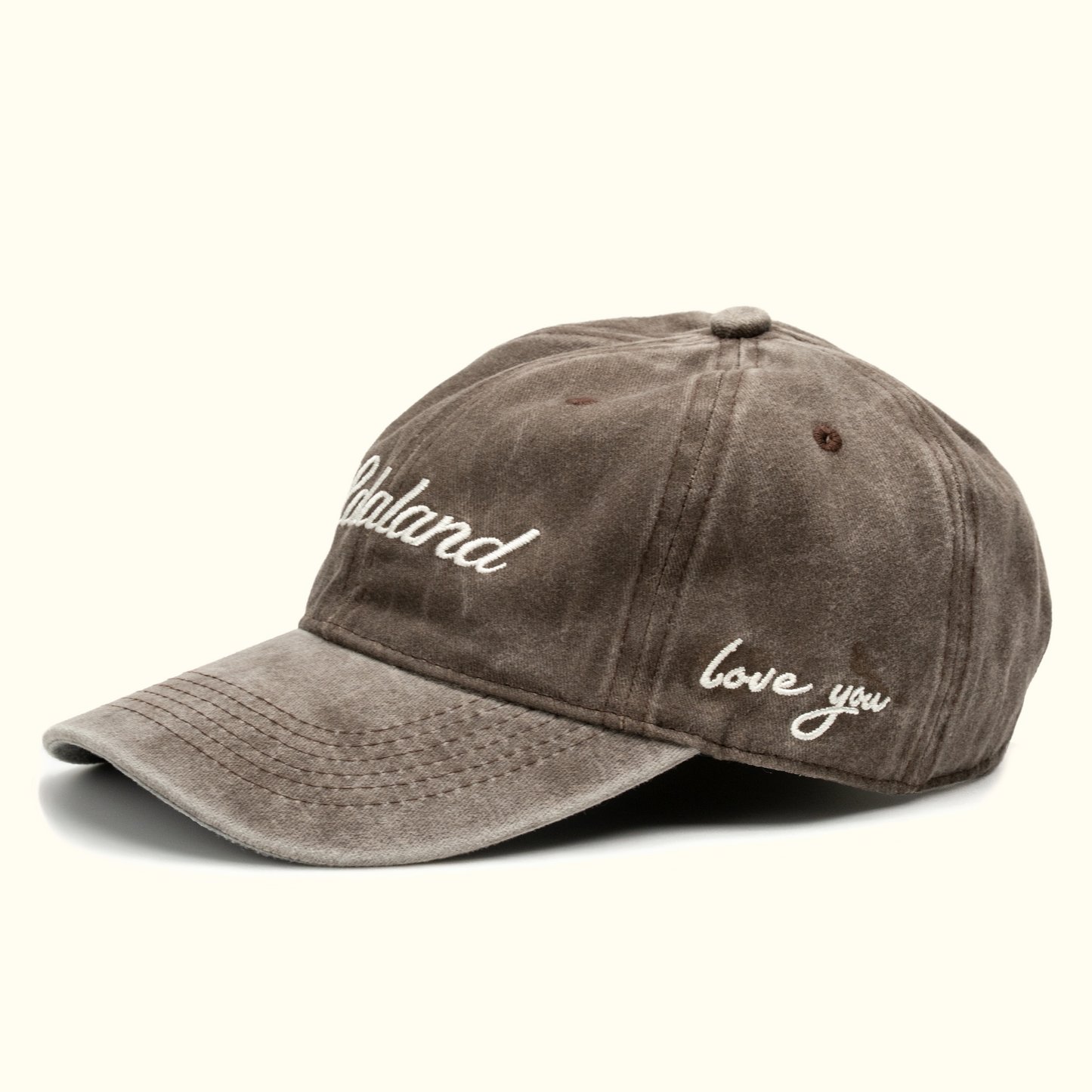 Brown Washed Cursive Dad Hat
